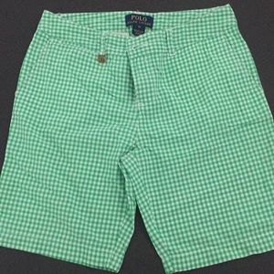 Polo green checked shorts